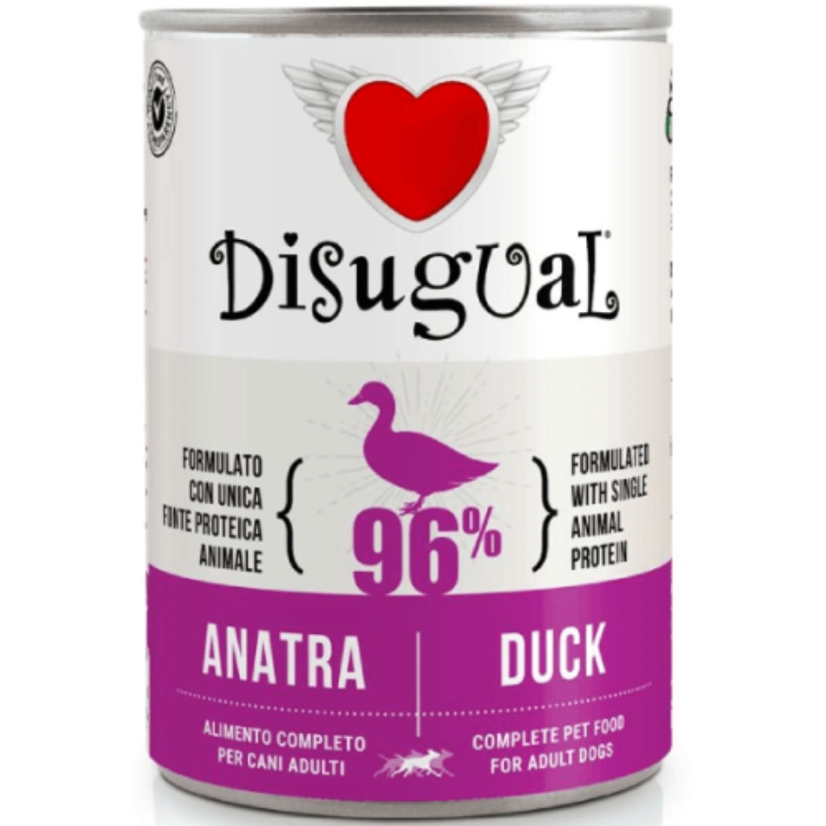 DISUGUAL Monoprotein, XS-XL, Rață, conservă hrană umedă monoproteică fără cereale câini, (pate), 400g - poza 1