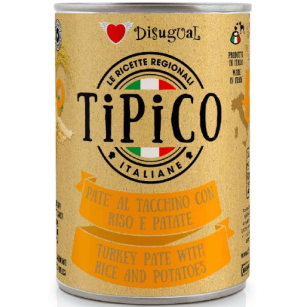 DISUGUAL Tipico, XS-XL, Curcan și Orez, conservă hrană umedă câini, (pate), 400g - poza 1