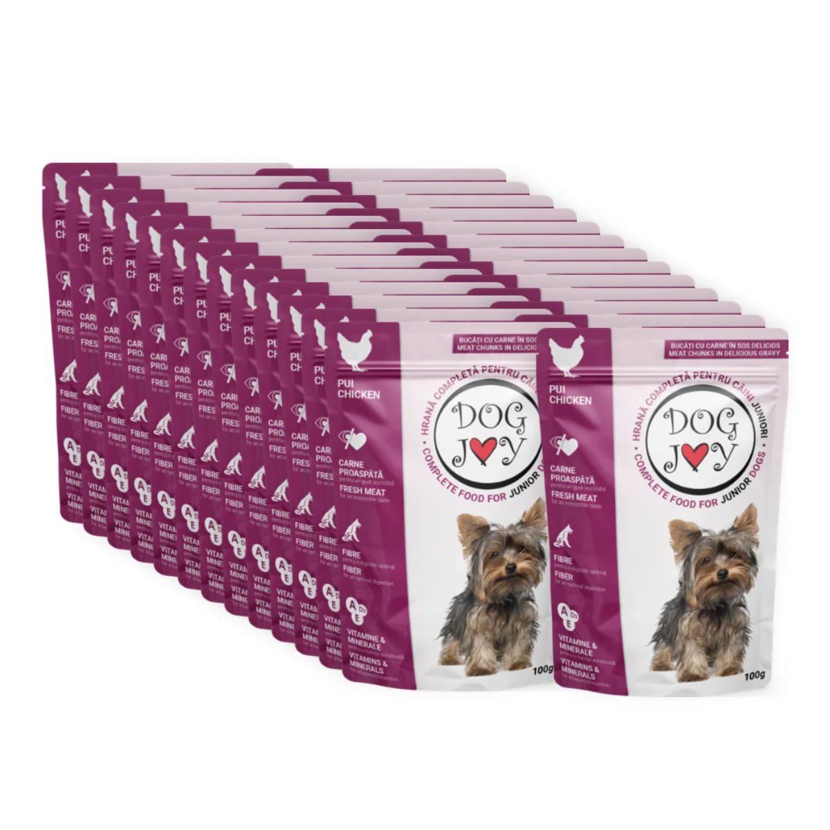 DOG JOY Junior, XS-S, Pui, plic hrană umedă câini junior, (în sos), bax, 100g x 24buc - poza 2