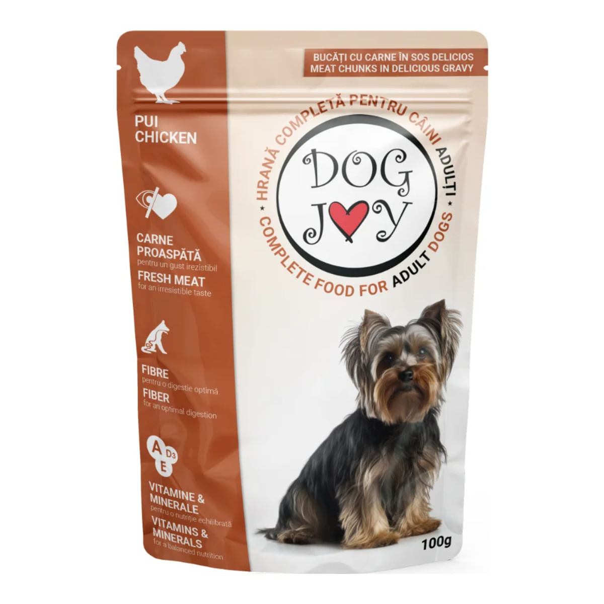 DOG JOY, XS-S, Pui, plic hrană umedă câini, (în sos), 100g - poza 2