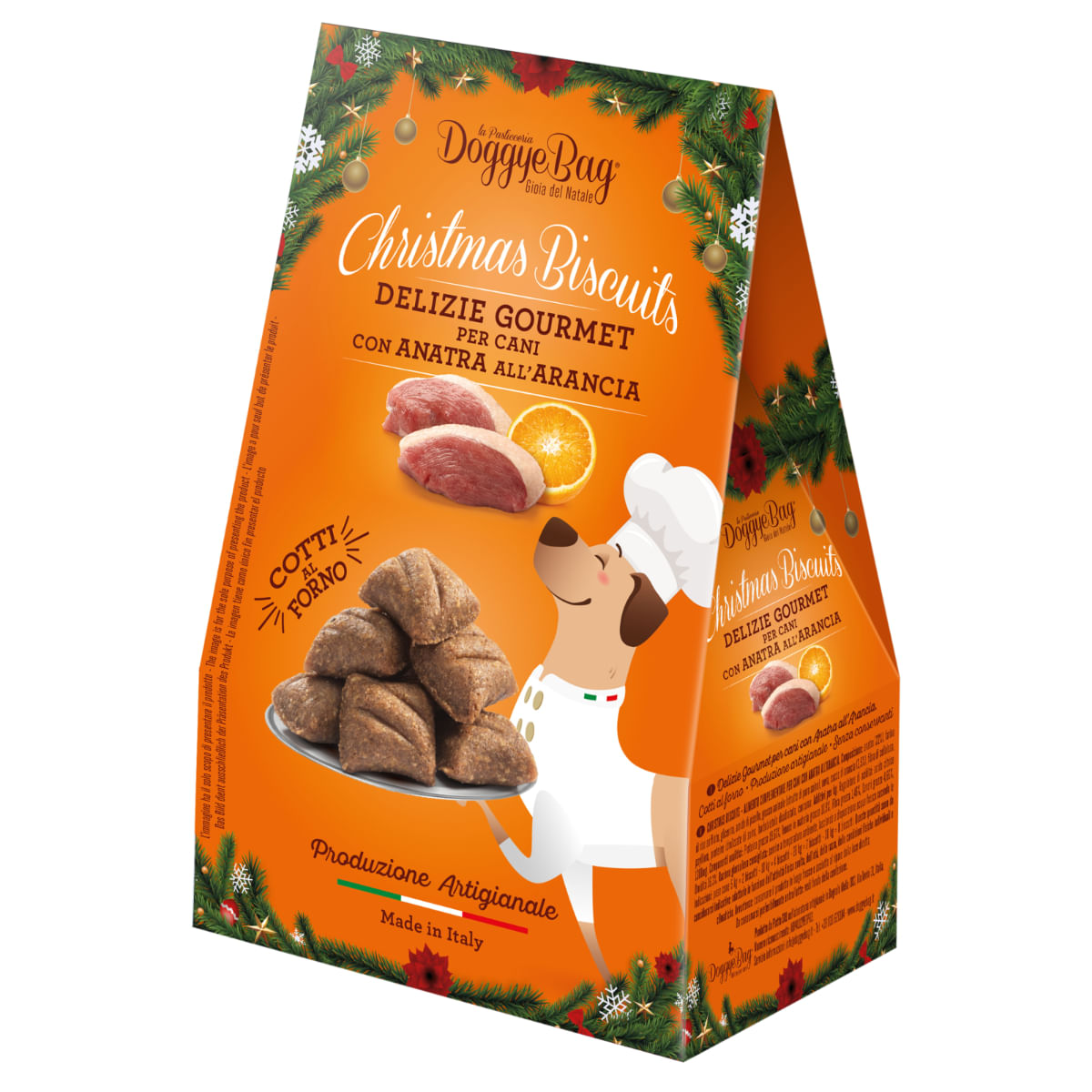 DOGGYEBAG Christmas Biscuits, XS-XL, Rață și Portocale, punguță recompense câini, 180g - poza 1