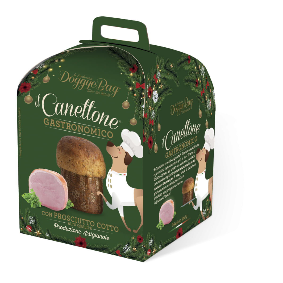 DOGGYEBAG Christmas Canettone Gastronomic, XS-XL, Prosciutto Cotto, cutie recompense câini, 125g - poza 1