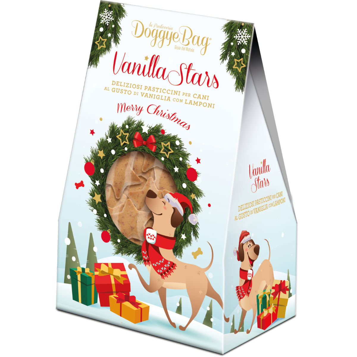 DOGGYEBAG Christmas Vanilla Stars, XS-XL, Vanilie și Zmeură, punguță recompense câini, 180g - poza 2