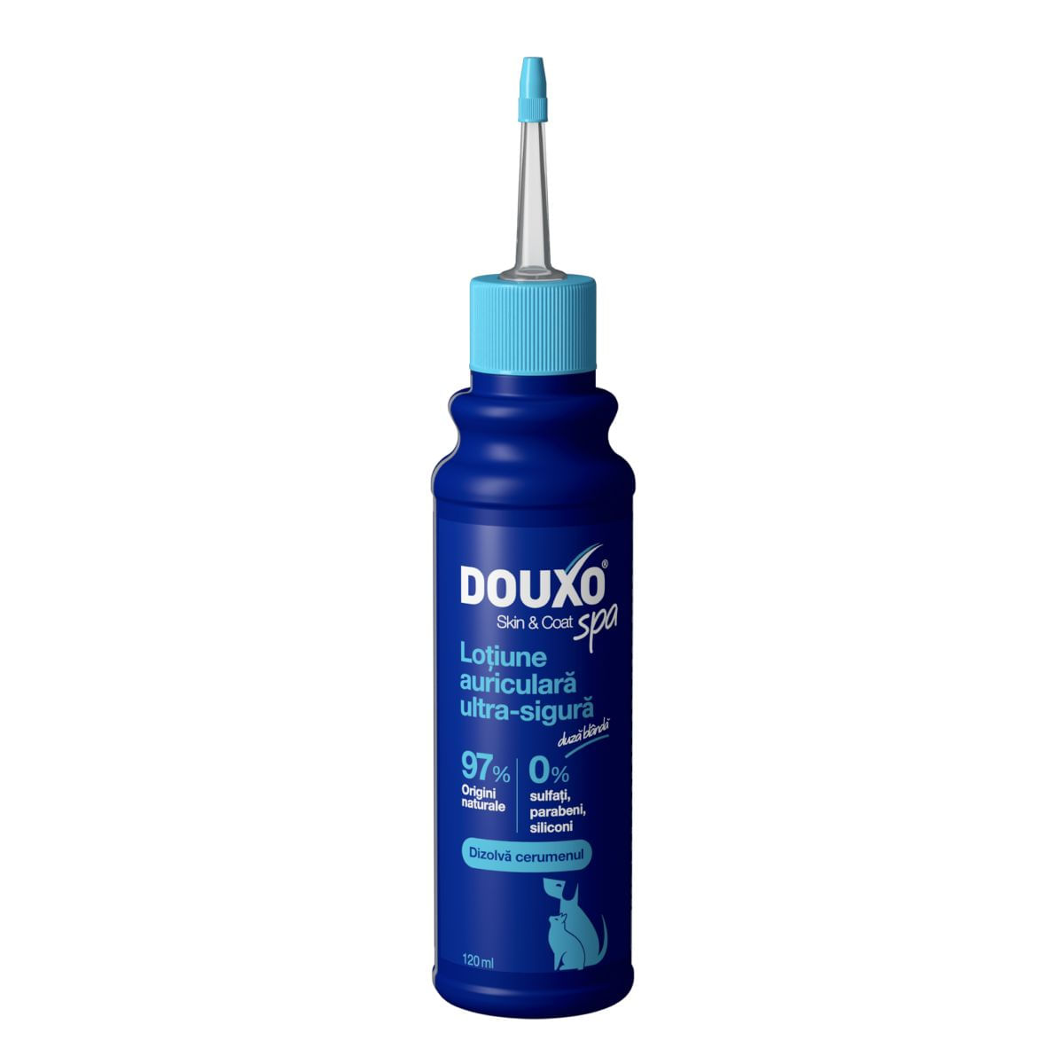 DOUXO SPA Ear Cleaner dewaxing, soluție igiena urechilor câini și pisici, hidratantă, hipoalergenică, flacon cu aplicator, 120ml - poza 2