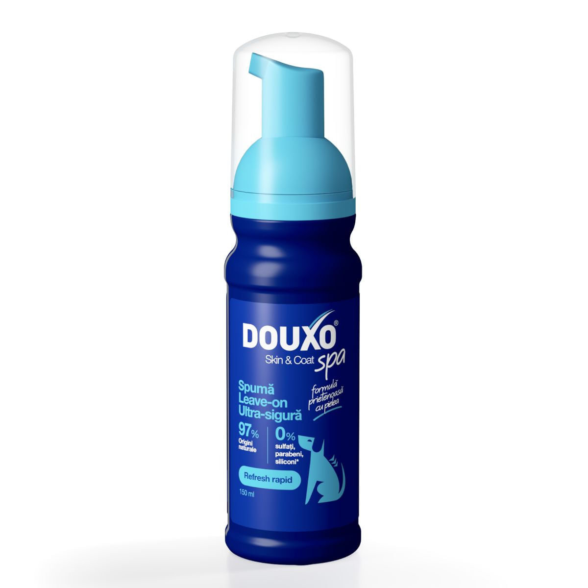 DOUXO SPA Quick Refresh Mousse, șampon spumă câini, fără clătire, hidratantă, Vanilie și Nucă de cocos, flacon, 150ml - poza 1