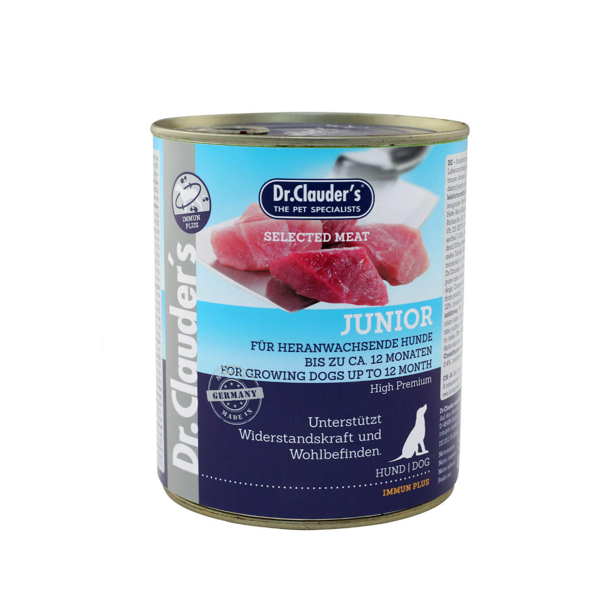DR. CLAUDER'S Selected Meat Junior, XS-XL, Vită și Pasăre, conservă hrană umedă fără cereale câini junior, (în suc propriu), 800g - poza 2
