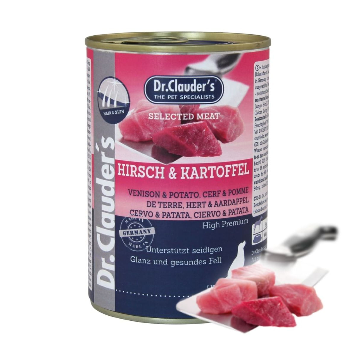 DR. CLAUDER'S Selected Meat, XS-XL, Căprioară și Cartofi, conservă hrană umedă fără cereale câini, (în suc propriu), 400g - poza 2