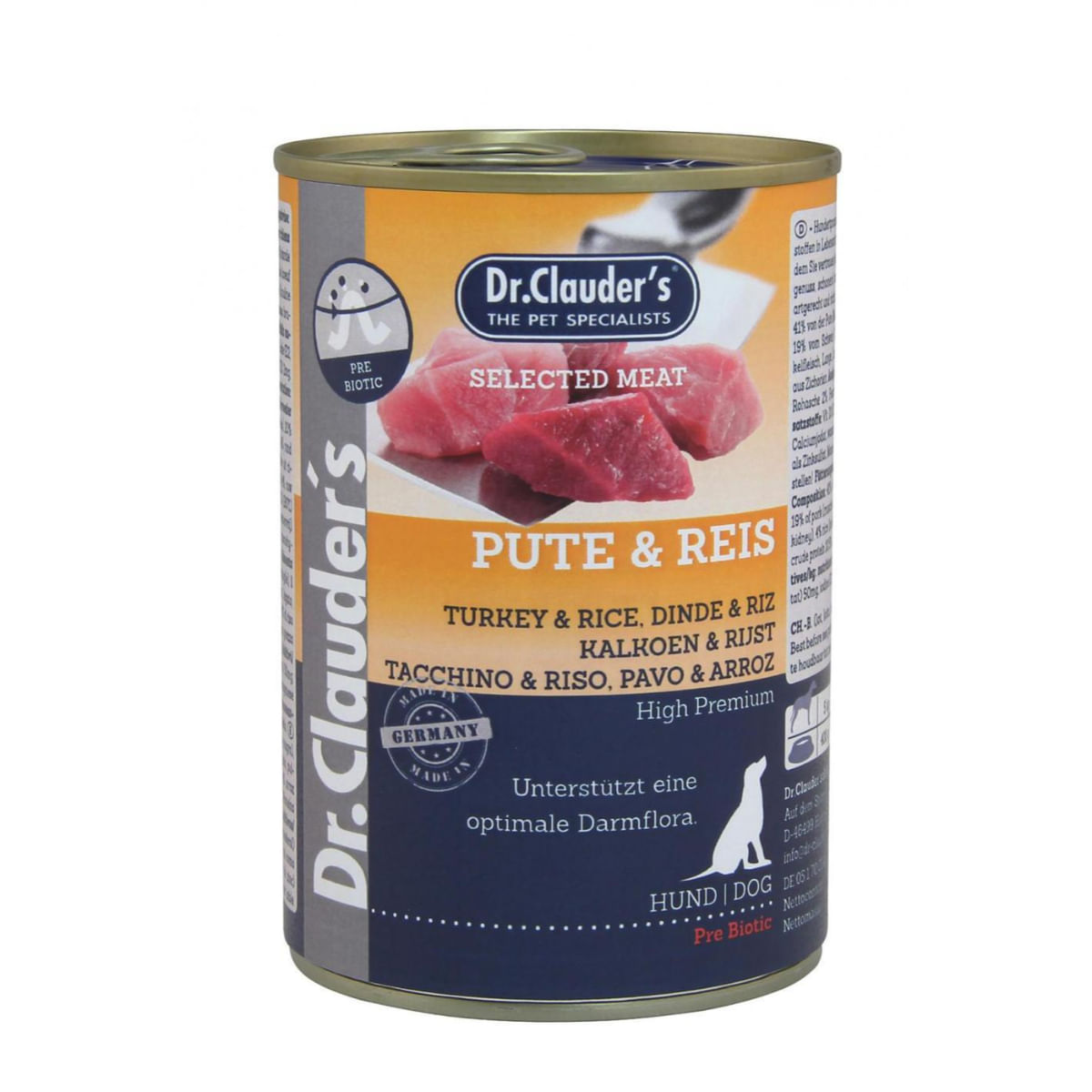 DR. CLAUDER'S Selected Meat, XS-XL, Curcan și Orez, conservă hrană umedă câini, (în suc propriu), 400g - poza 2
