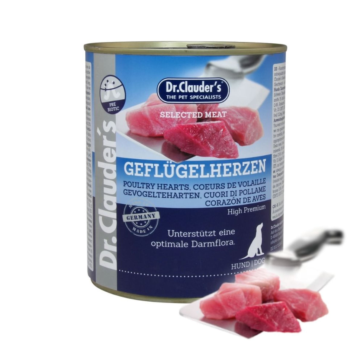 DR. CLAUDER'S Selected Meat, XS-XL, Inimi de Pui conservă hrană umedă câini, (în suc propriu), 800g - poza 1