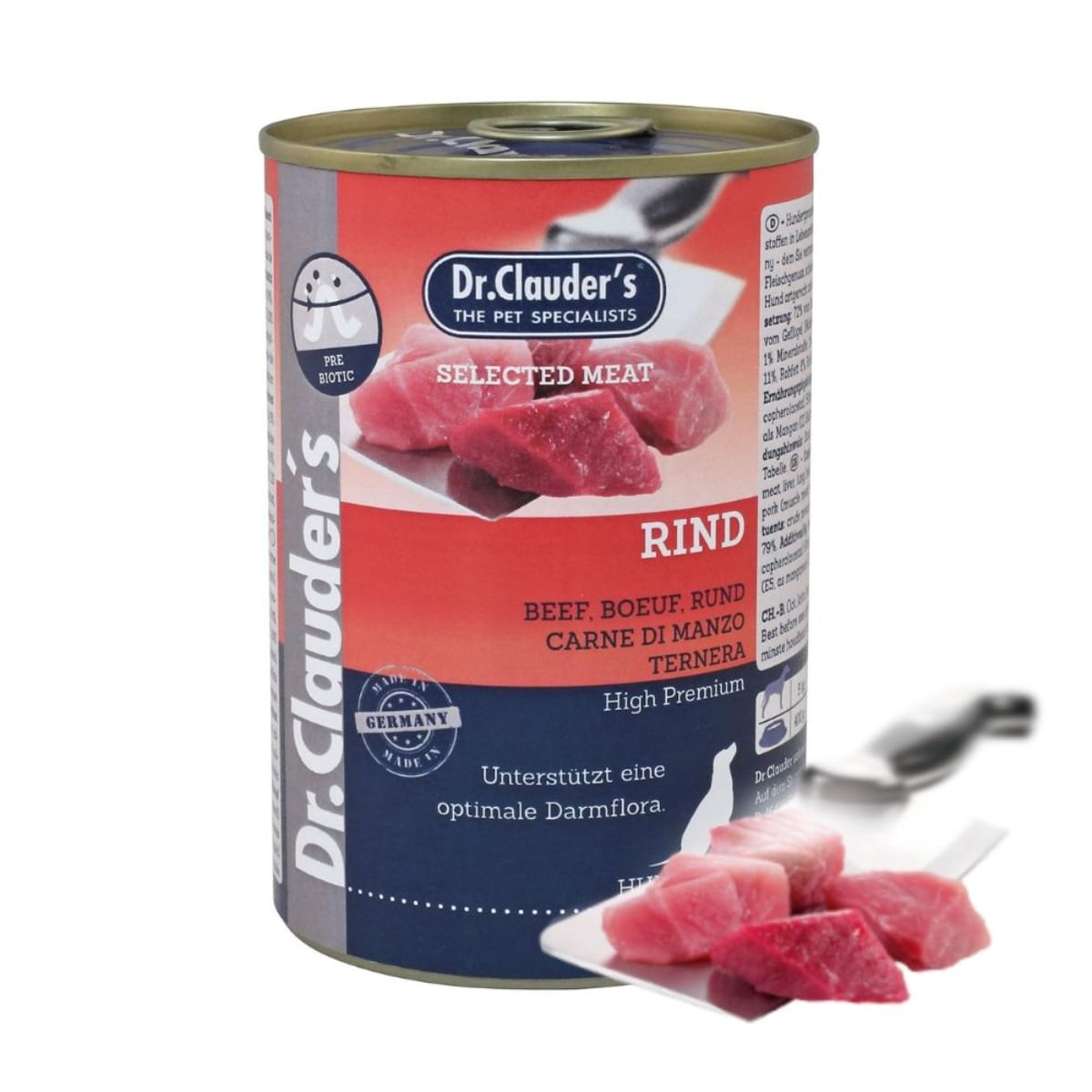 DR. CLAUDER'S Selected Meat, XS-XL, Vită conservă hrană umedă fără cereale câini, (în suc propriu), 400g - poza 2