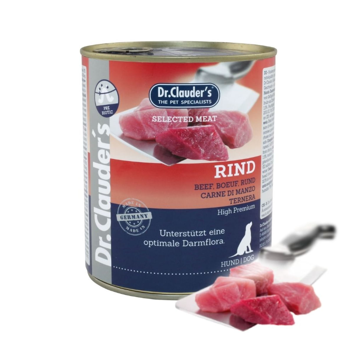 DR. CLAUDER'S Selected Meat, XS-XL, Vită conservă hrană umedă fără cereale câini, (în suc propriu), 800g - poza 2