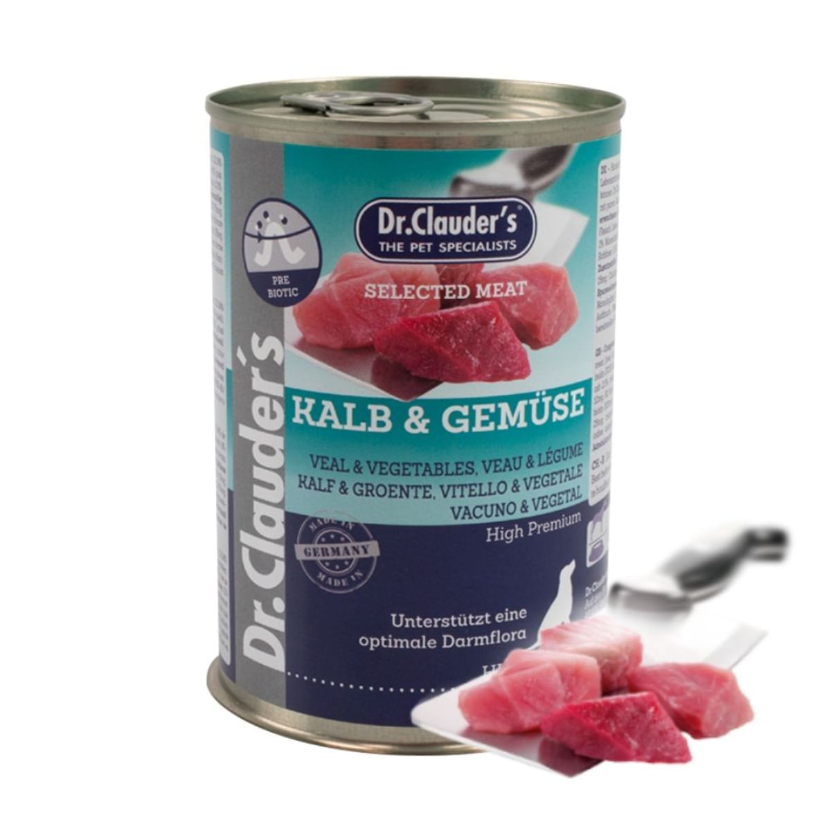 DR. CLAUDER'S Selected Meat, XS-XL, Vițel și Legume, conservă hrană umedă fără cereale câini, (în suc propriu), 400g - poza 1