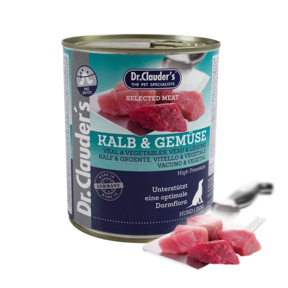 DR. CLAUDER'S Selected Meat, XS-XL, Vițel și Legume, conservă hrană umedă fără cereale câini, (în suc propriu), 800g - poza 2