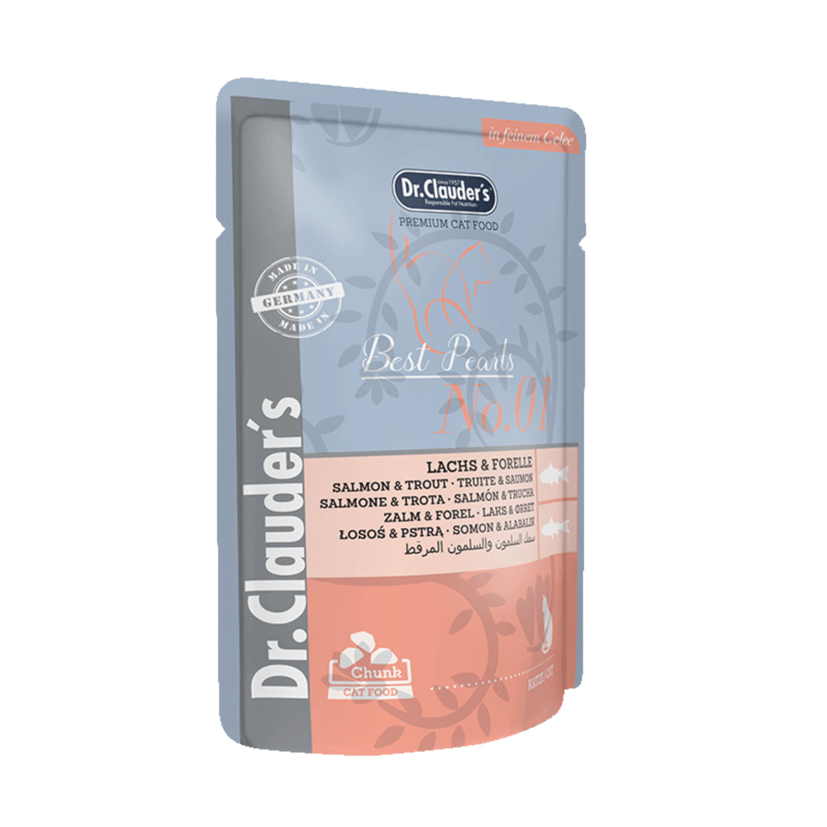 DR. CLAUDER'S, Somon și Păstrăv, plic hrană umedă pisici, (în aspic), 100g - poza 2