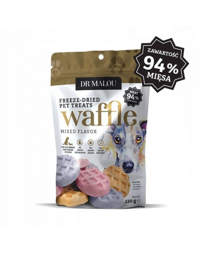 DR MALOU Waffle vafe liofilizate din carne de pui arome mixte 120 g