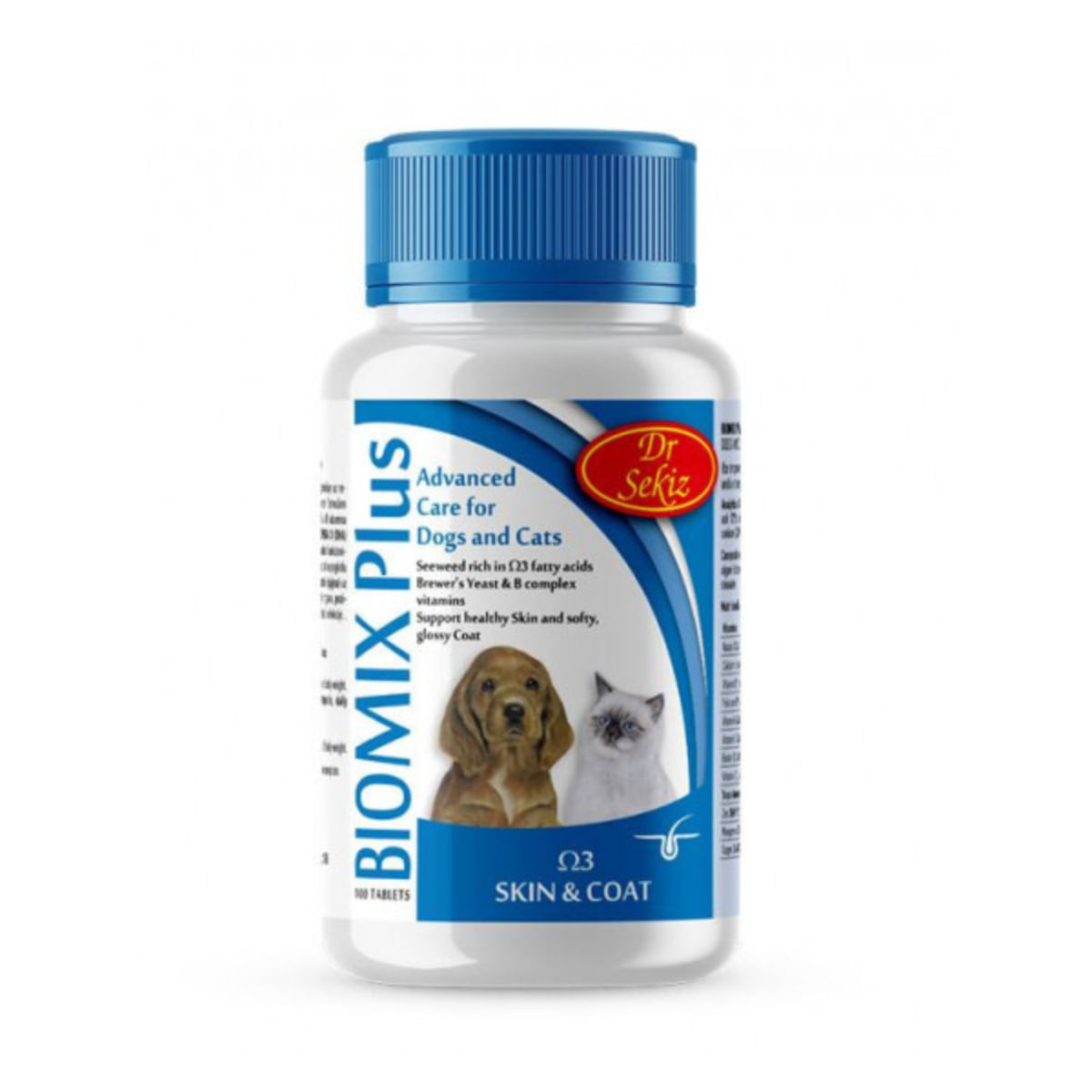 DR. SEKIZ Biomix Plus Omega3, supliment piele & blană câini, comprimate DR. SEKIZ Biomix Plus Omega3, XS-XL, supliment piele & blană câini și pisici, flacon, 100 comprimate - poza 2