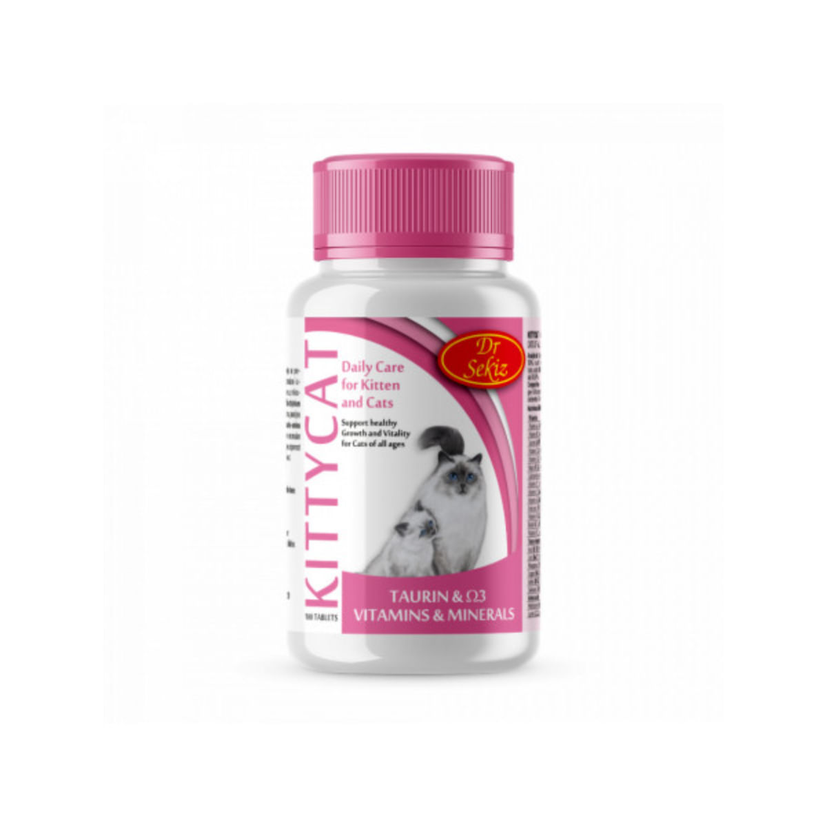DR. SEKIZ KittyCat, multivitamine pisici junior & adult, comprimate DR. SEKIZ KittyCat, multivitamine pisici junior & adult, flacon, 100 comprimate - poza 2