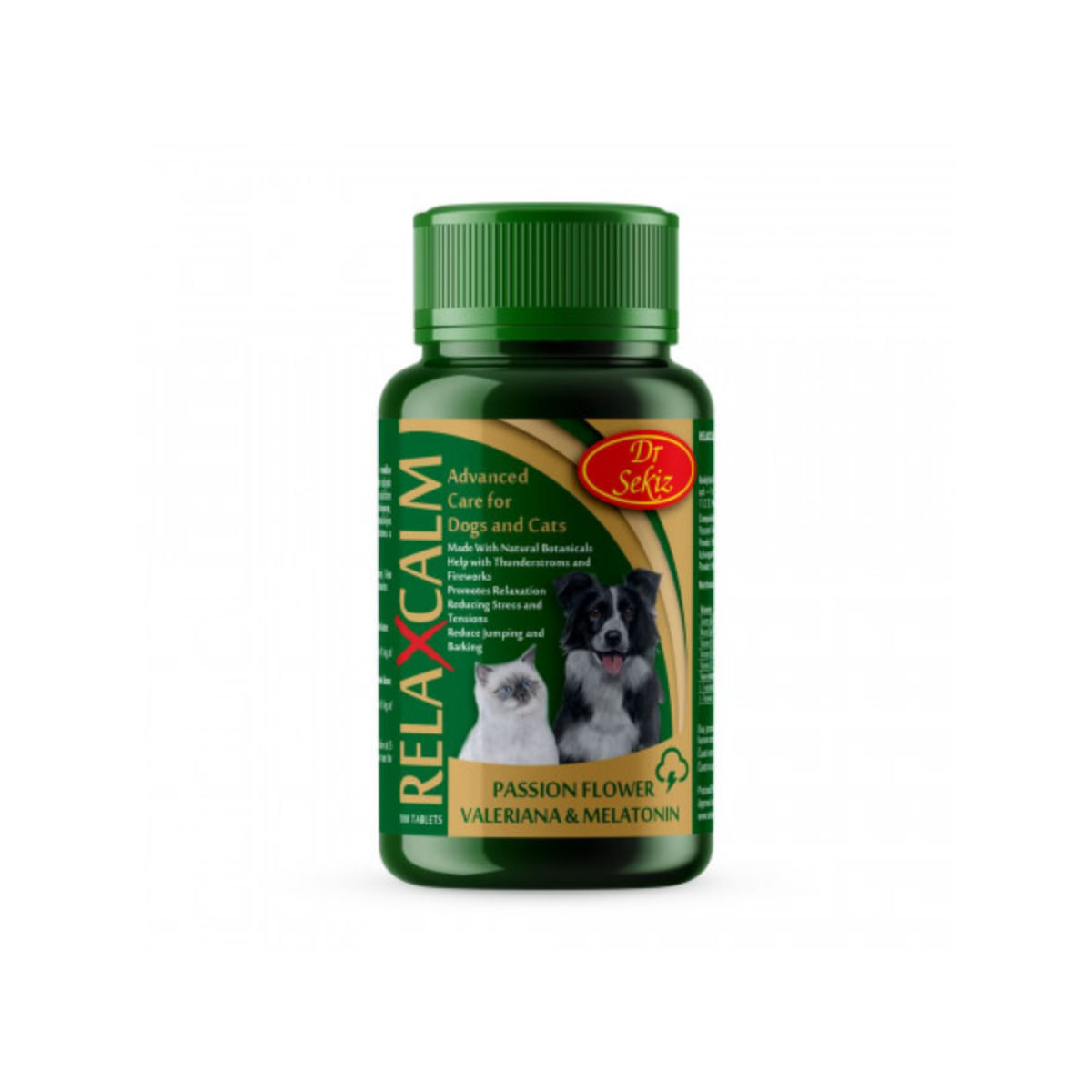 DR. SEKIZ Relaxcalm, supliment sistem nervos & calmante câini, comprimate DR. SEKIZ Relaxcalm, XS-XL, supliment sistem nervos & calmante câini și pisici, flacon, 100 comprimate - poza 2