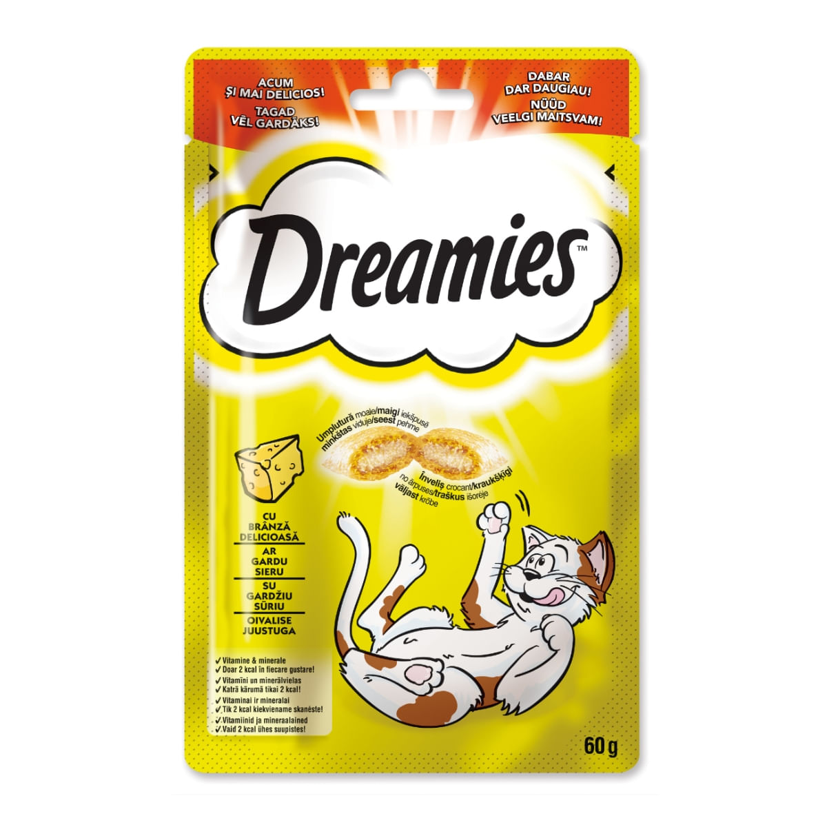 DREAMIES, Brânză, punguță recompense pisici, 60g - poza 1