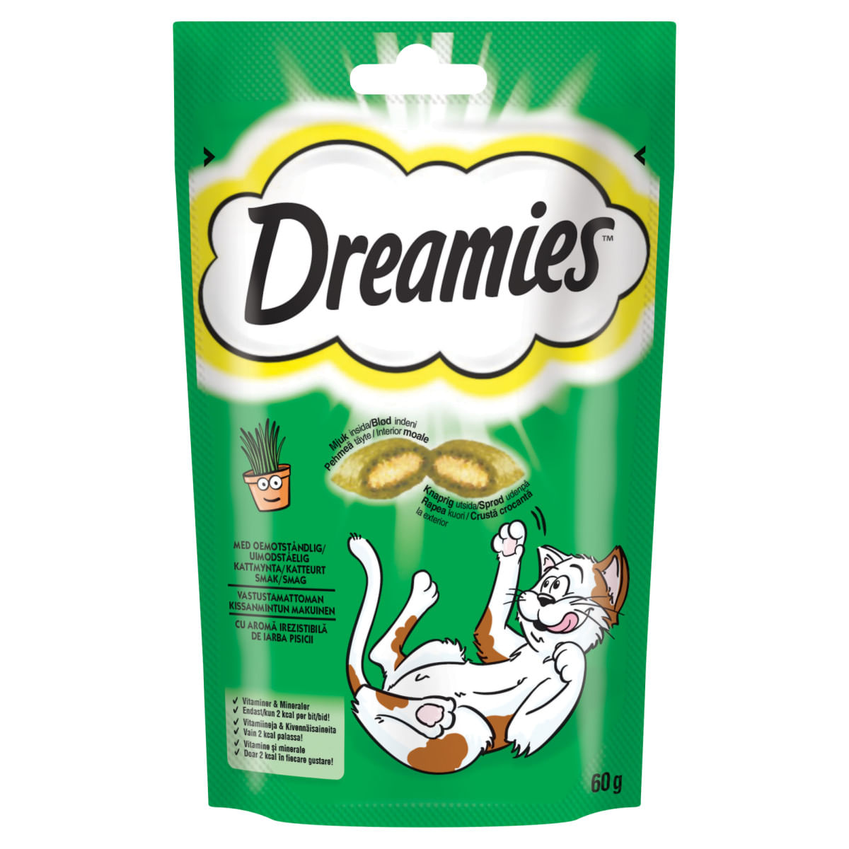 DREAMIES Catnip, punguță recompense pisici, 60g - poza 2