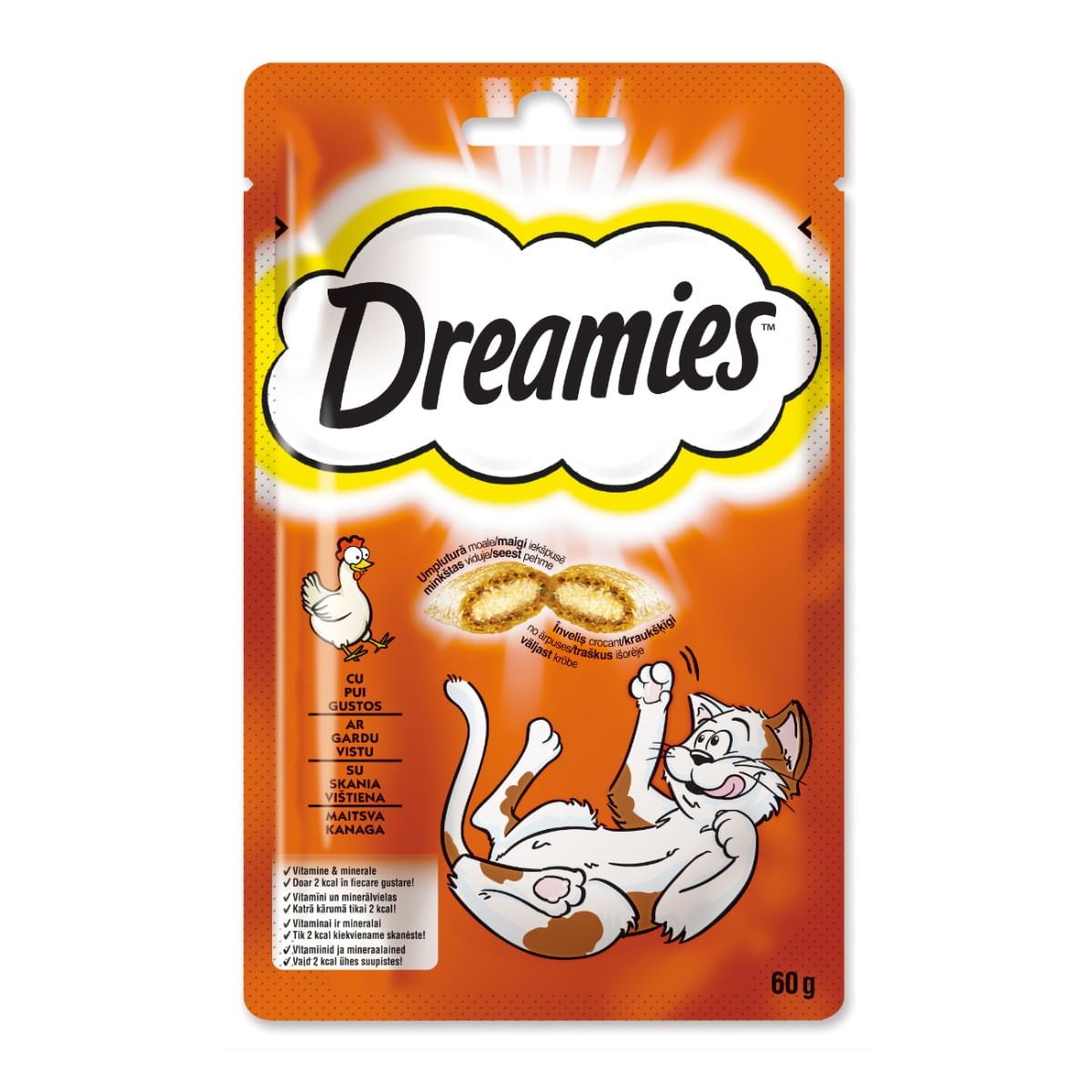 DREAMIES, Pui, punguță recompense pisici, 60g - poza 1