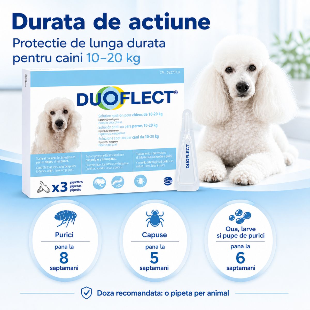 DUOFLECT, spot-on, solutie antiparazitara, câini 10-20kg, 3 pipete - poza 3