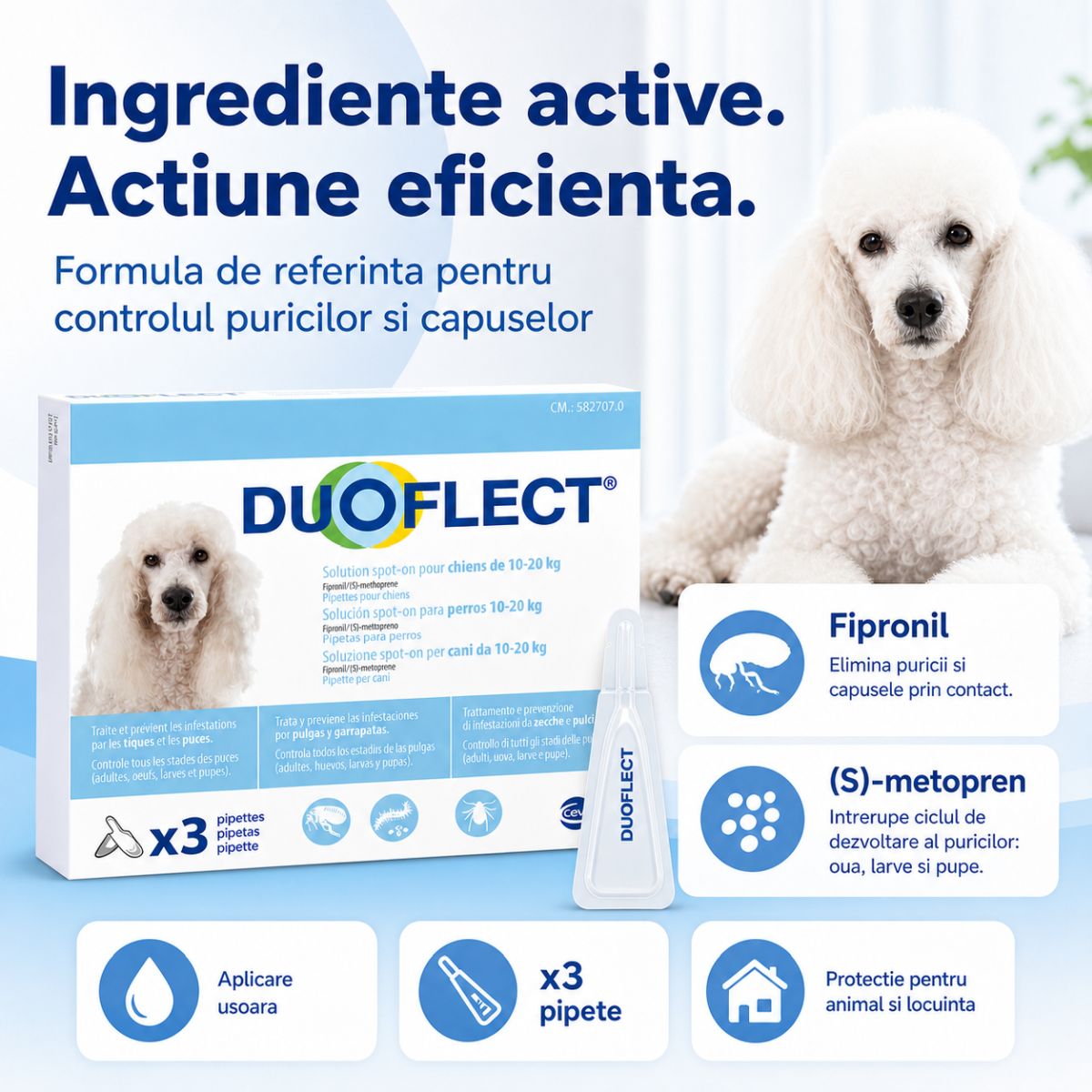 DUOFLECT, spot-on, solutie antiparazitara, câini 10-20kg, 3 pipete - poza 5