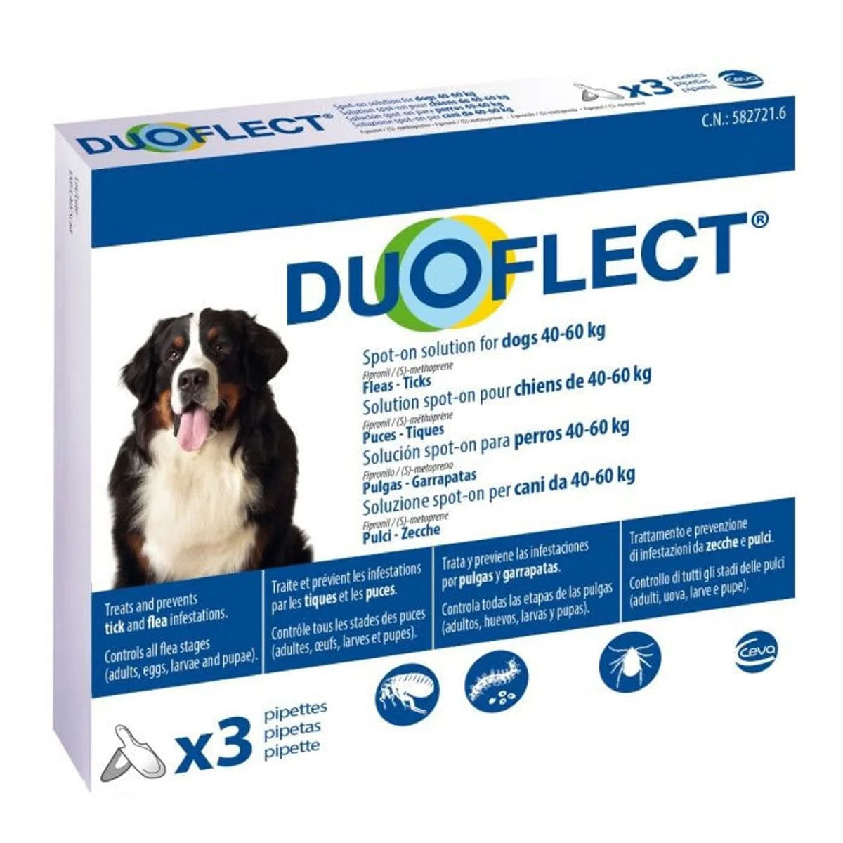DUOFLECT, spot-on, solutie antiparazitara DUOFLECT, spot-on, soluție antiparazitară, câini 40-60kg, 3 pipete - poza 1