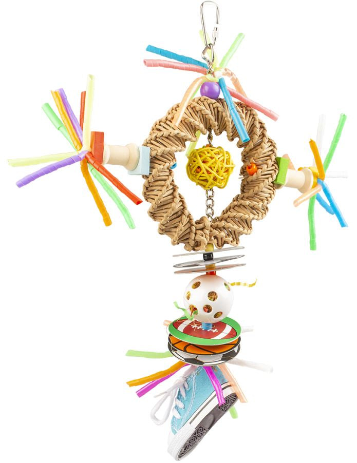 DUVO Jucărie pentru păsări Inel multicolor, paie, 35x20x5,5cm