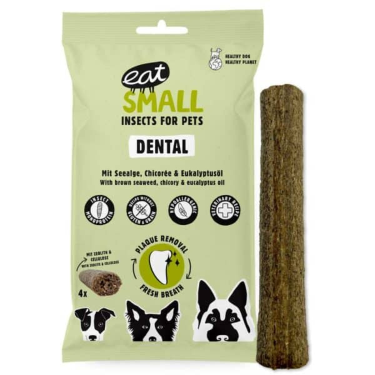 EAT SMALL Dental Stick, XS-XL, Insecte și Alge Marine, punguță recompense funcționale câini, sensibilități dentare, sistem imunitar & alergii, 120g - poza 1