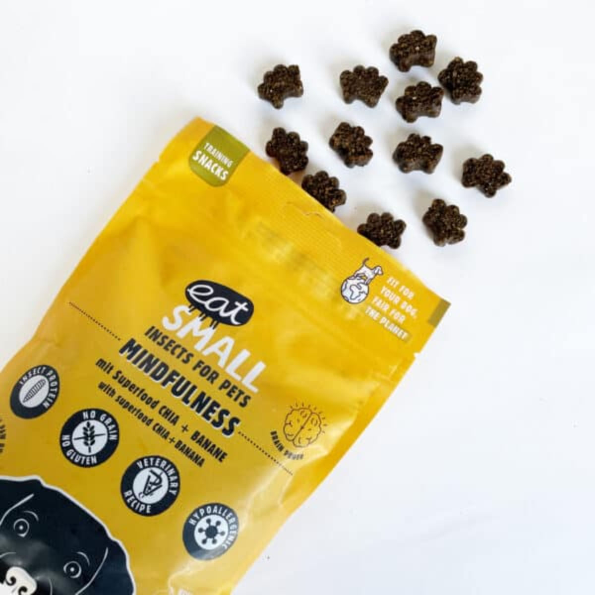 EAT SMALL Mindfulness, XS-XL, Insecte, punguță, resigilabil recompense funcționale fără cereale câini, sistem nervos & calmante, 125g - poza 3