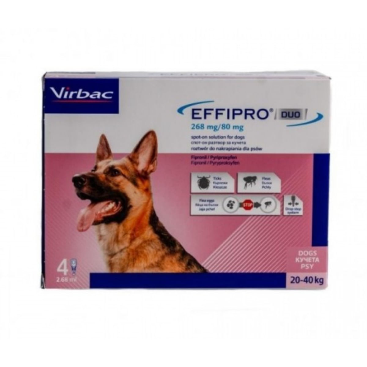 EFFIPRO Duo SD, deparazitare externă câini, pipetă repelentă, M-L(20 - 40kg), 4buc - poza 1