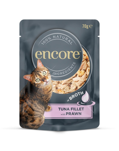 ENCORE Cat Tuna Fillet file ton cu creveți în bulion 70g