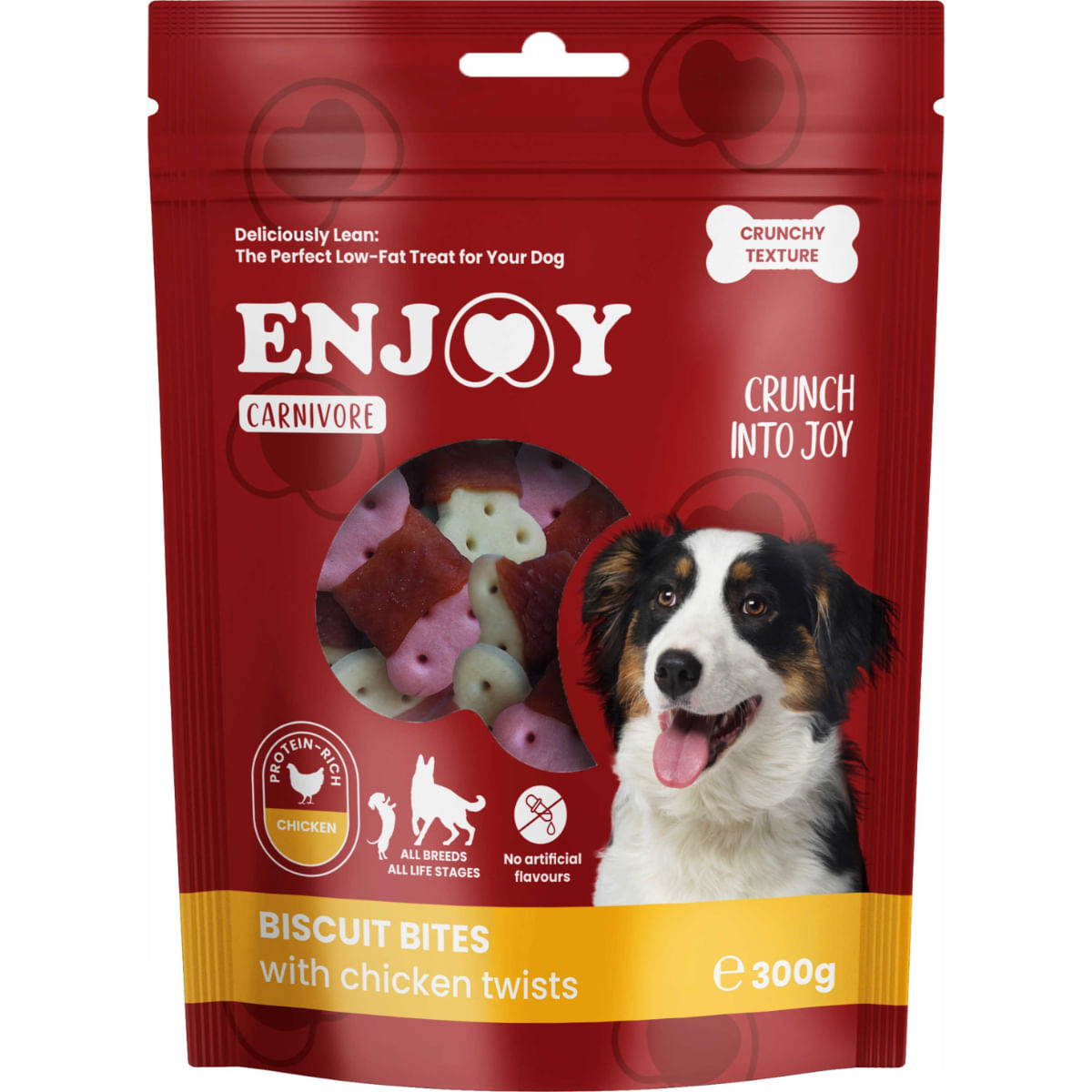 ENJOY Carnivore Biscuit Bits Twists, XS-XL, Pui, punguță recompense câini, 300g - poza 2