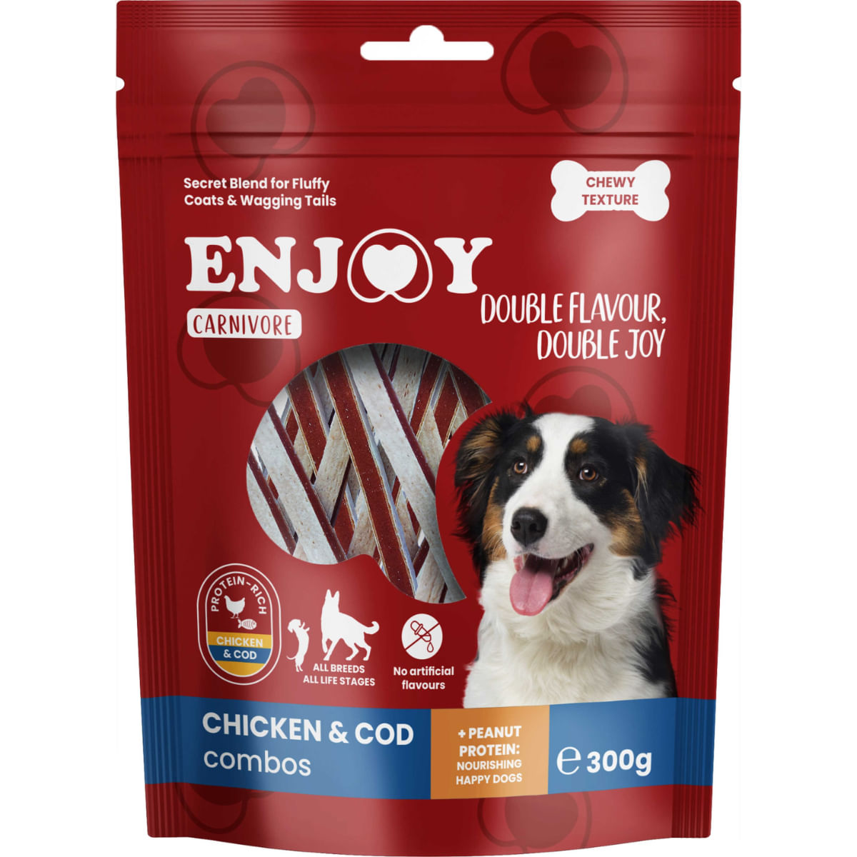 ENJOY Carnivore Combos, XS-XL, Pui și Cod, punguță recompense câini, 300g - poza 1