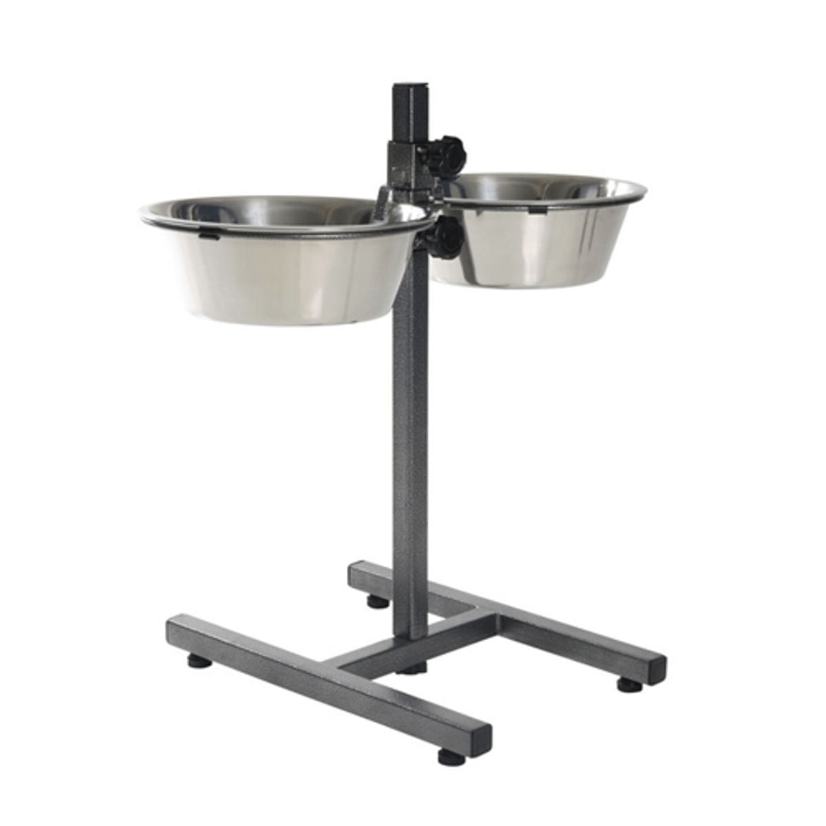 ENJOY, set suport castroane câini + 2 boluri rotunde, înalțime reglabilă, metal, negru, M-XL(2.75l, ⌀20cm) - poza 2