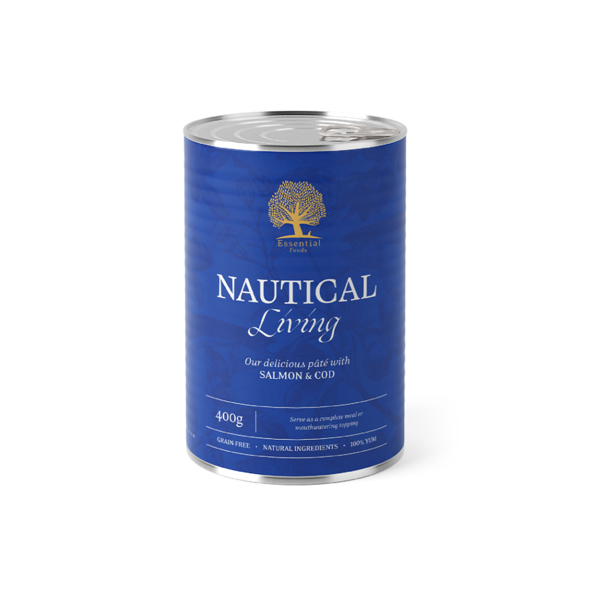 ESSENTIAL Nautical Living, XS-XL, Somon și Cod, conservă hrană umedă fără cereale câini, (pate), 400g