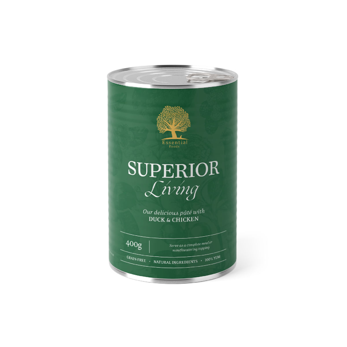 ESSENTIAL Superior Living, XS-XL, Rață și Pui, conservă hrană umedă fără cereale câini, (pate), 400g - poza 2