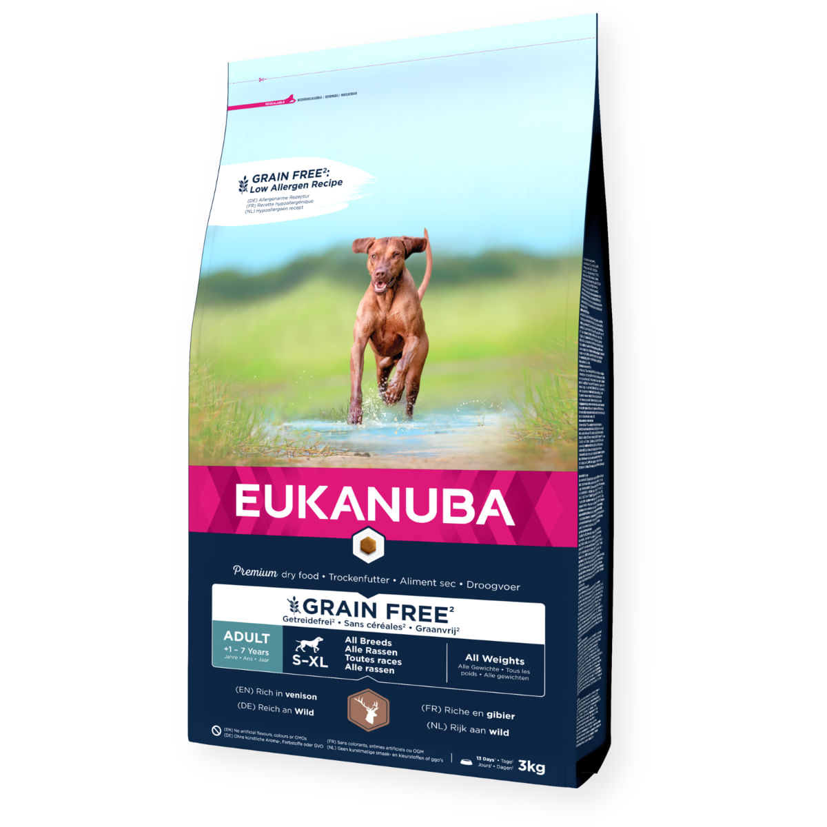 EUKANUBA Grain Free Adult All Breeds, XS-XL, Vânat, hrană uscată fără cereale câini, 12kg - poza 2