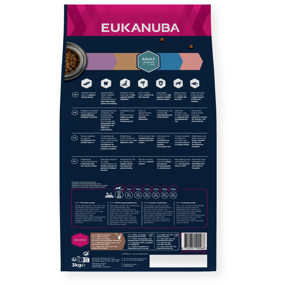 EUKANUBA Grain Free Adult All Breeds, XS-XL, Vânat, hrană uscată fără cereale câini, 12kg - poza 3