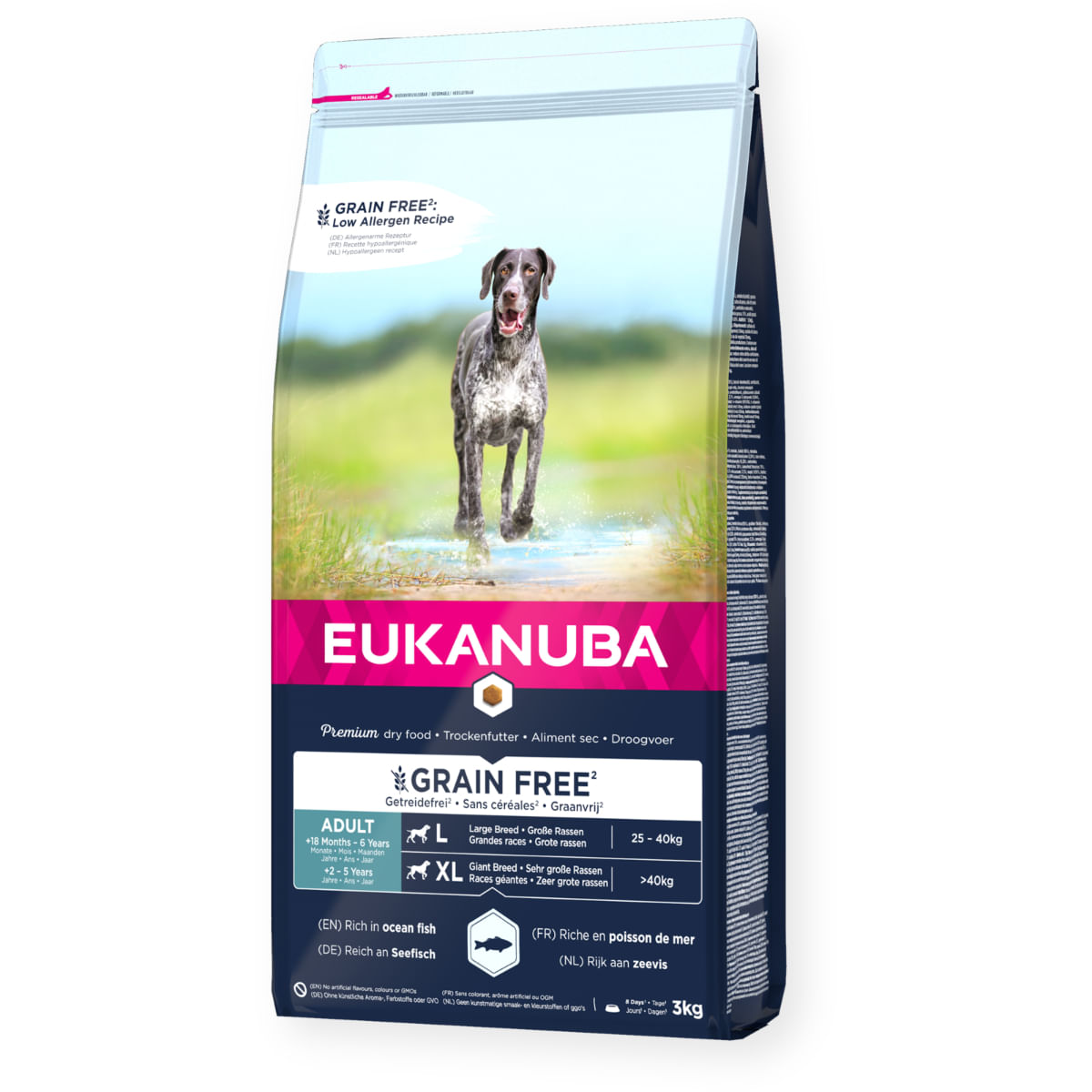 EUKANUBA Grain Free Adult Large Breed, L-XL, Pește, hrană uscată fără cereale câini, 12kg - poza 1