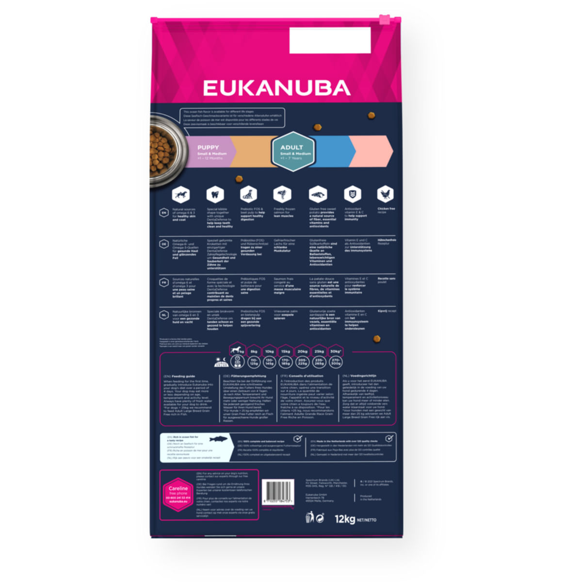 EUKANUBA Grain Free Adult Small & Medium Breed, S-M, Pește, hrană uscată fără cereale câini, 12kg - poza 3
