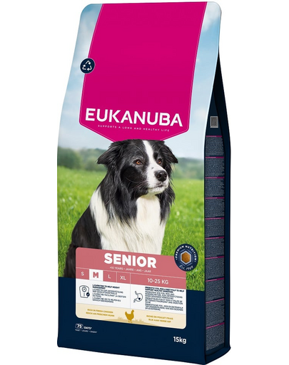 EUKANUBA Senior Medium Breeds Chicken 15 kg hrană câine senior rasă medie, bogată în pui proaspăt
