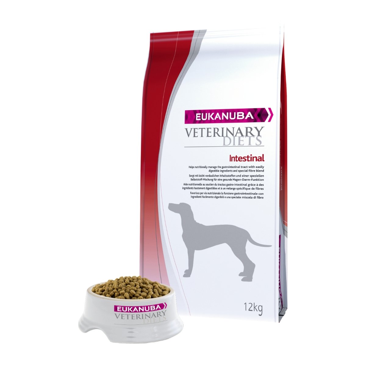 EUKANUBA Veterinary Diets Intestinal, Pui și Curcan, dietă veterinară câini, hrană uscată, afecțiuni digestive, 12kg - poza 2