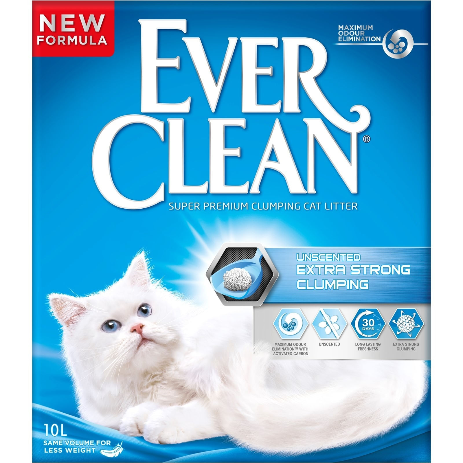 EVER CLEAN Extra Strong, neparfumat, așternut igienic pisici, granule, bentonită, aglomerant, neutralizare mirosuri, 10l - poza 2