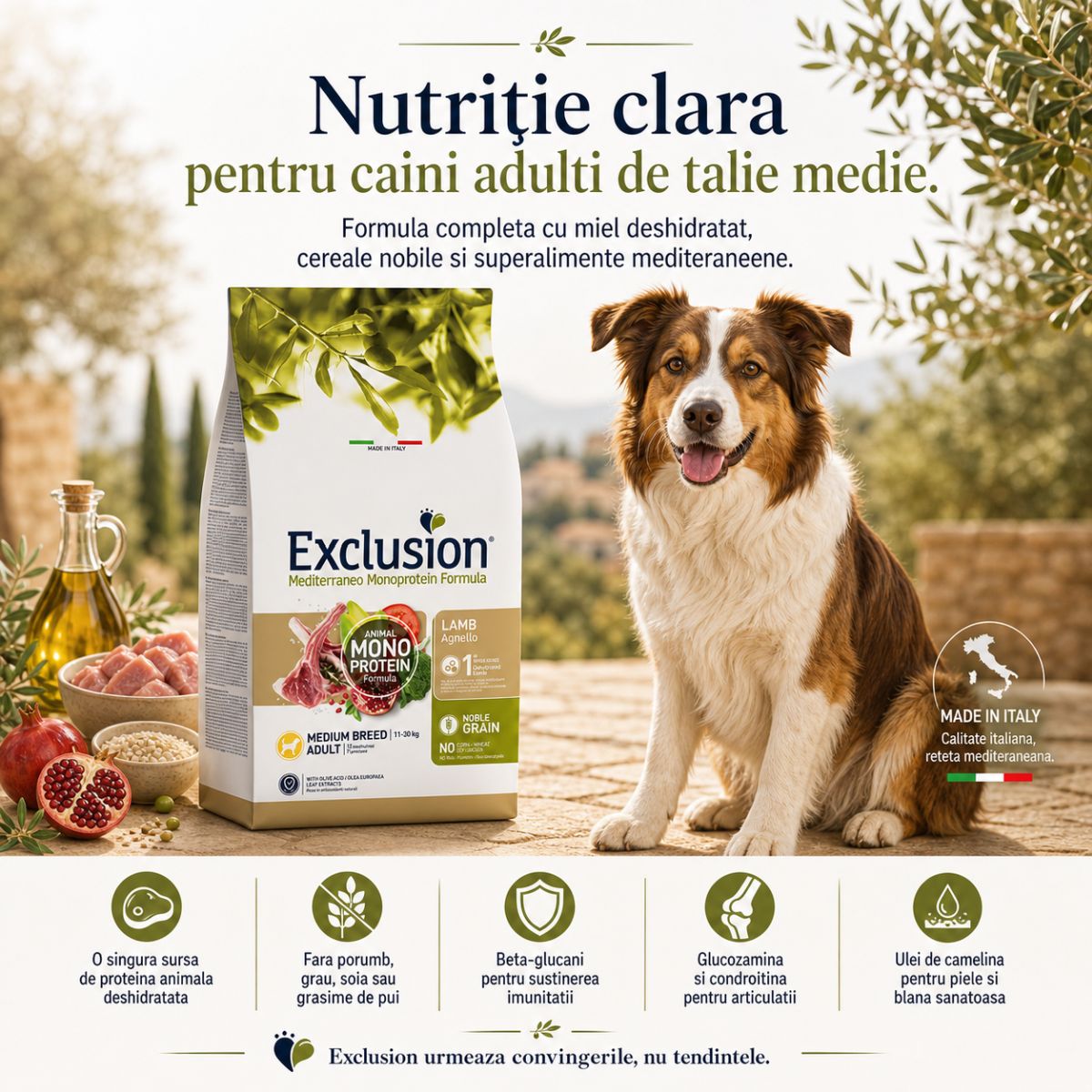 EXCLUSION Mediterraneo Monoprotein Formula Adult Medium, M, Miel, hrană uscată monoproteică câini, 12kg - poza 3