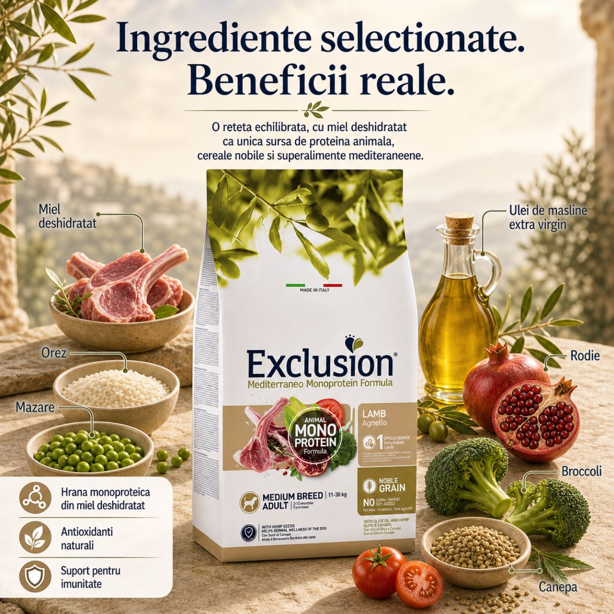EXCLUSION Mediterraneo Monoprotein Formula Adult Medium, M, Miel, hrană uscată monoproteică câini, 12kg - poza 4