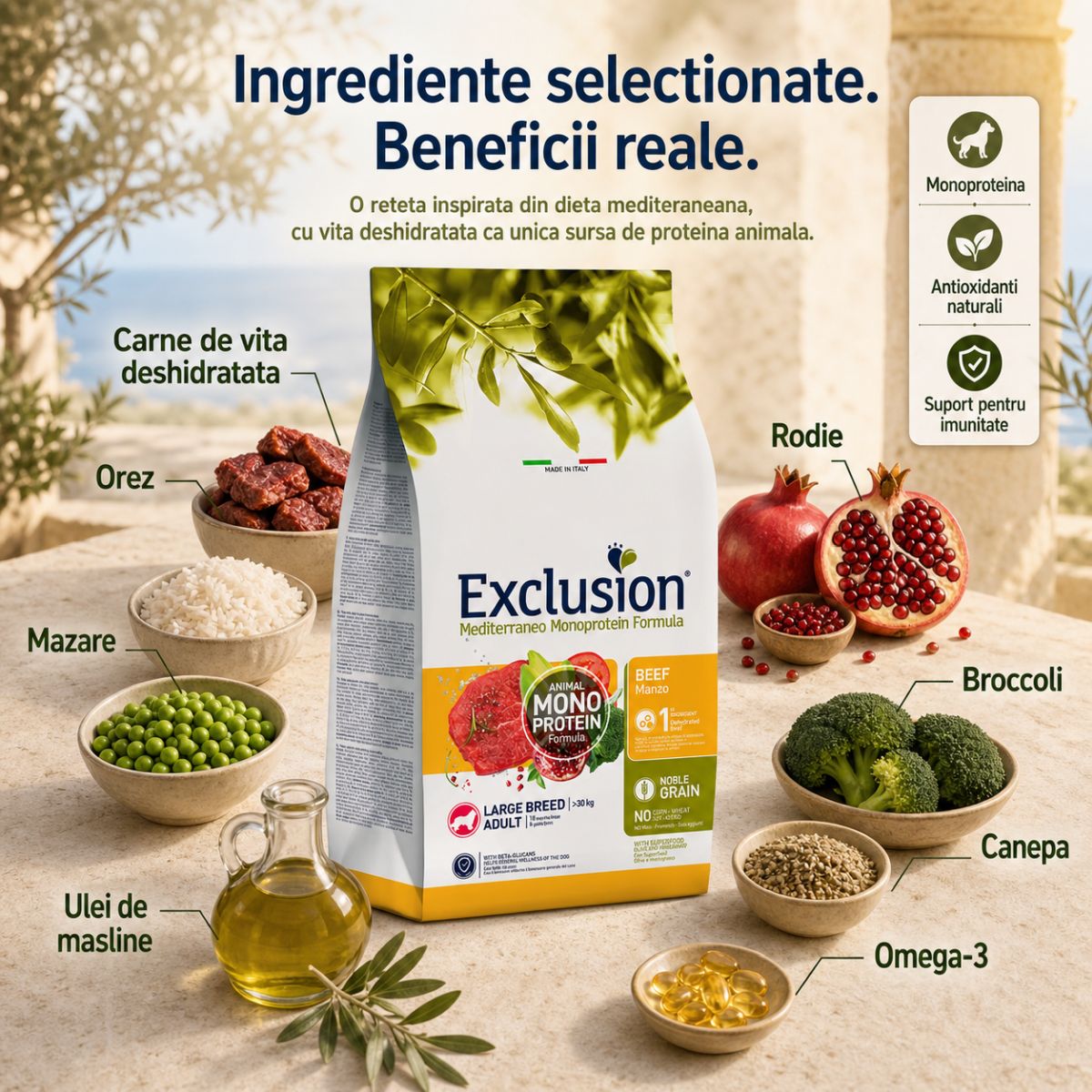 EXCLUSION Mediterraneo Monoprotein Formula Large Breed, L-XL, Vită, hrană uscată monoproteică câini, 12kg - poza 5