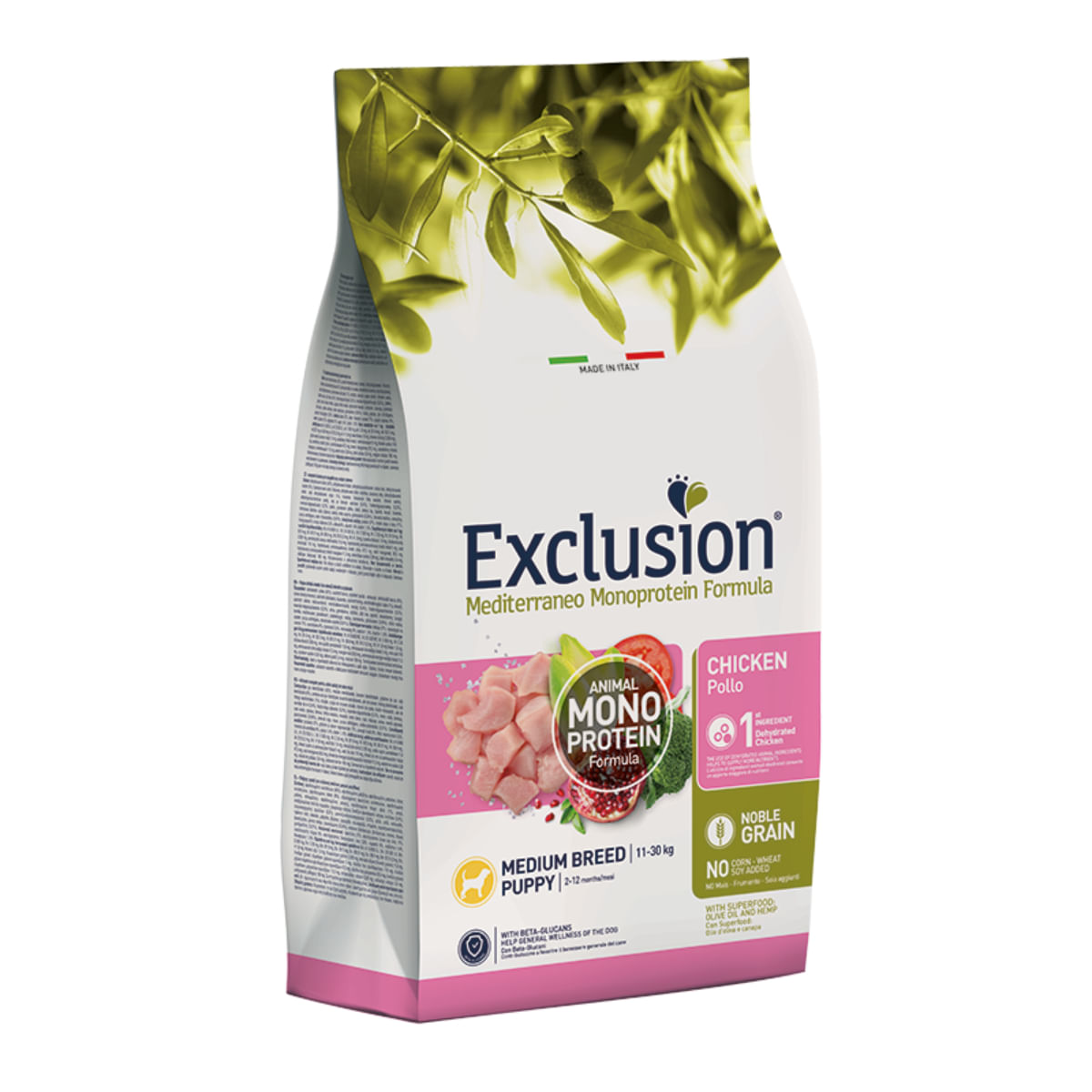 EXCLUSION Mediterraneo Monoprotein Formula Puppy Medium Breed, M, Pui, hrană uscată monoproteică câini junior, 12kg - poza 1