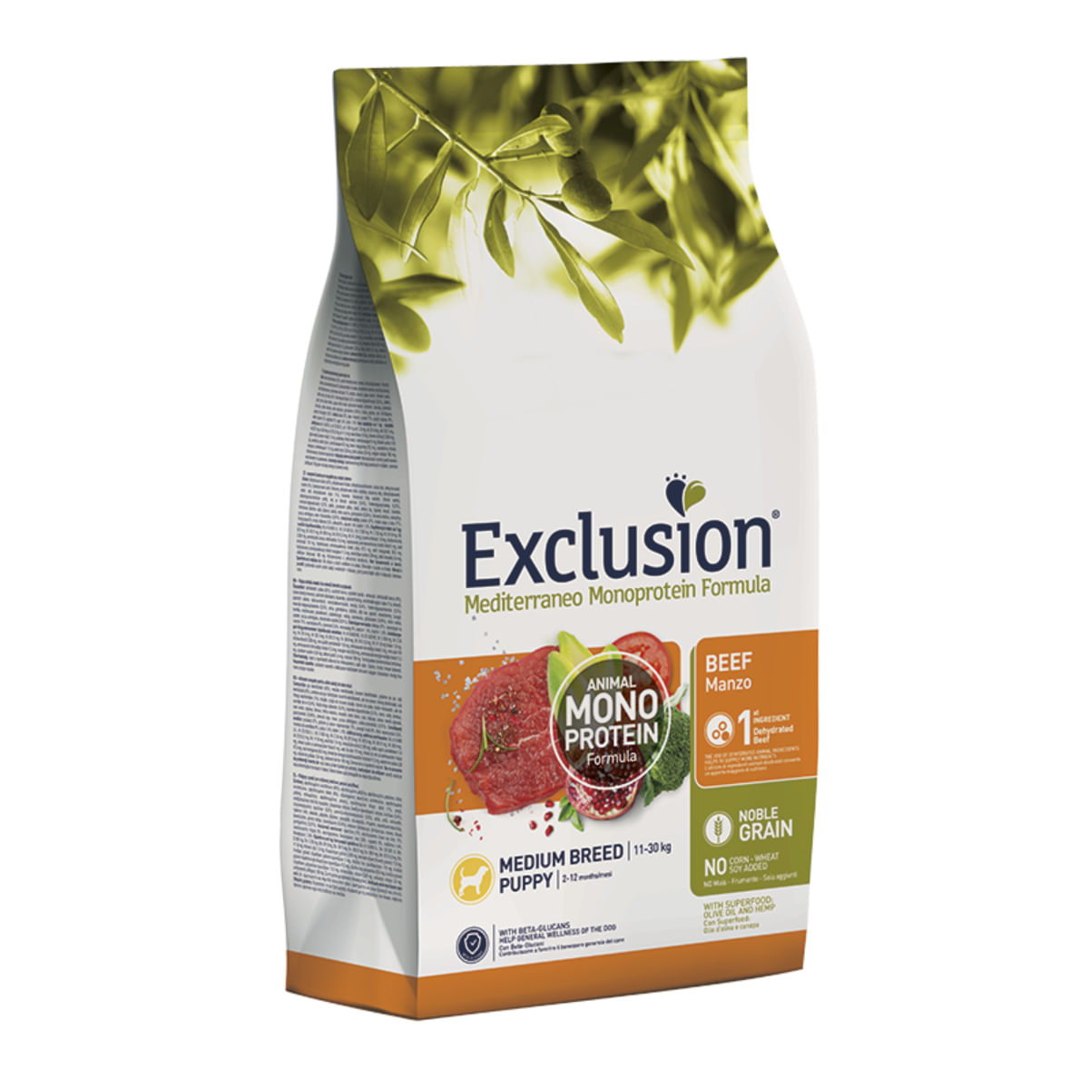 EXCLUSION Mediterraneo Monoprotein Formula Puppy Medium Breed, M, Vită, hrană uscată monoproteică câini junior, 12kg - poza 2